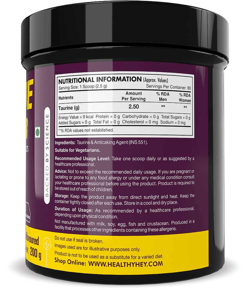 HealthyHey Sports L-Taurine Powder 200 g unflav 200 gm view 2