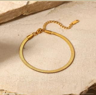 Gold plated Stainless Steel Snake Chain Bracelet for Women & Girls