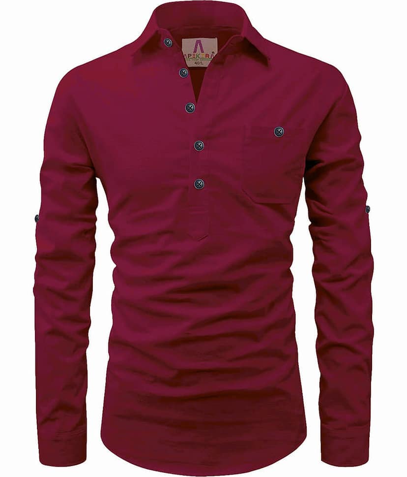 Apektra Peach Cotton Men's Shirt Style Kurta ( Pack of 1 )
