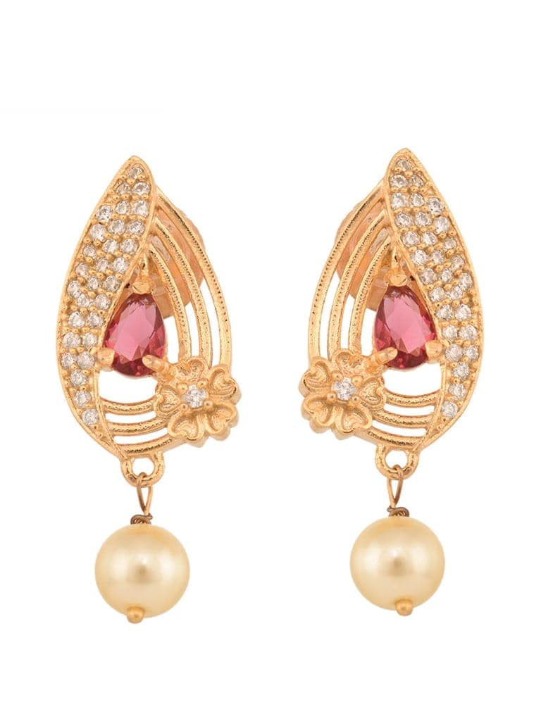 Gold Plated Ruby Studded Floral Locket jewellery Set view 6