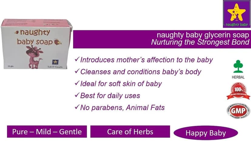 naughty baby soft & gentle Rose soap bar with Badam Oil and Rakhta Chandan. Pack of 3x75 gm view 4