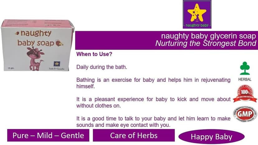 naughty baby soft & gentle Rose soap bar with Badam Oil and Rakhta Chandan. Pack of 3x75 gm view 5