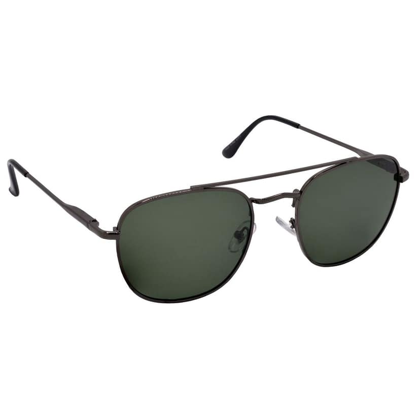Stylish Round Full-Frame Metal Polarized Sunglasses for Men and Women | Green Lens and Grey Frame | HRS-KC1020-GRY-GRN-P view 2