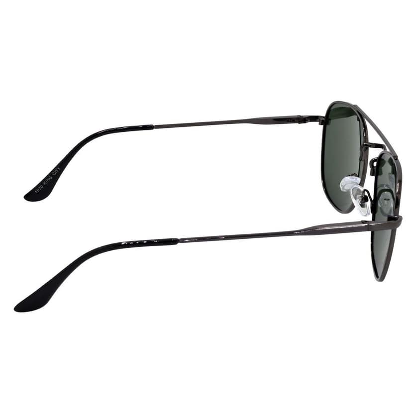 Stylish Round Full-Frame Metal Polarized Sunglasses for Men and Women | Green Lens and Grey Frame | HRS-KC1020-GRY-GRN-P view 4