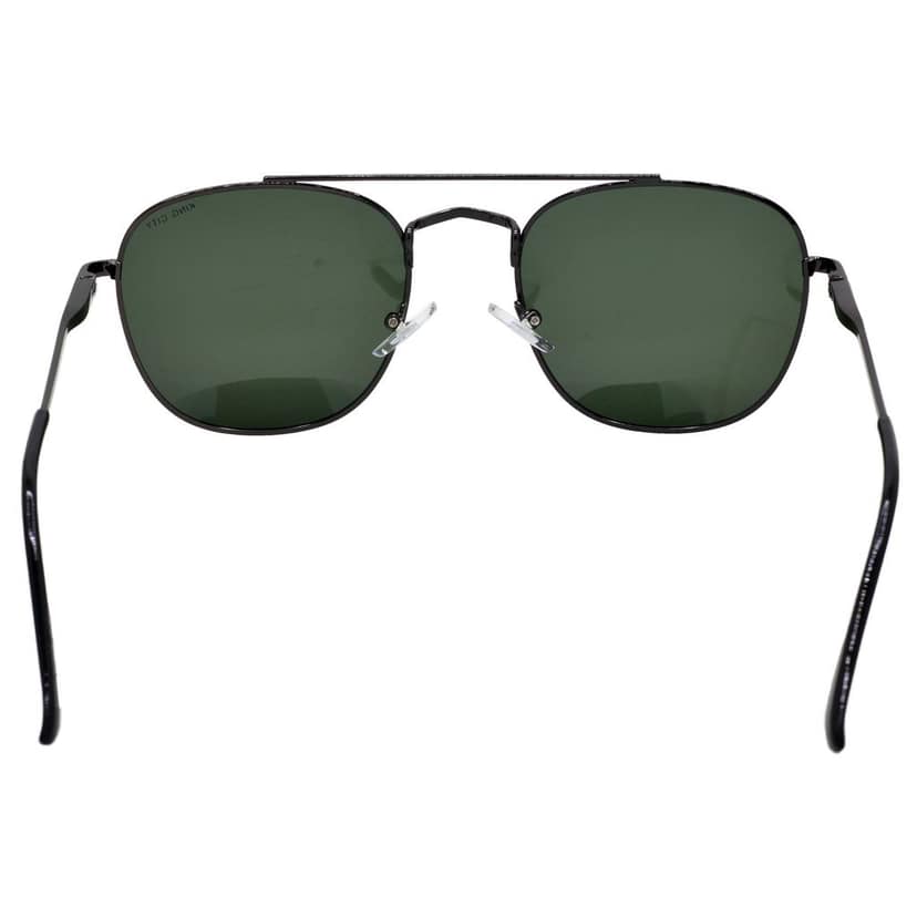 Stylish Round Full-Frame Metal Polarized Sunglasses for Men and Women | Green Lens and Grey Frame | HRS-KC1020-GRY-GRN-P view 6