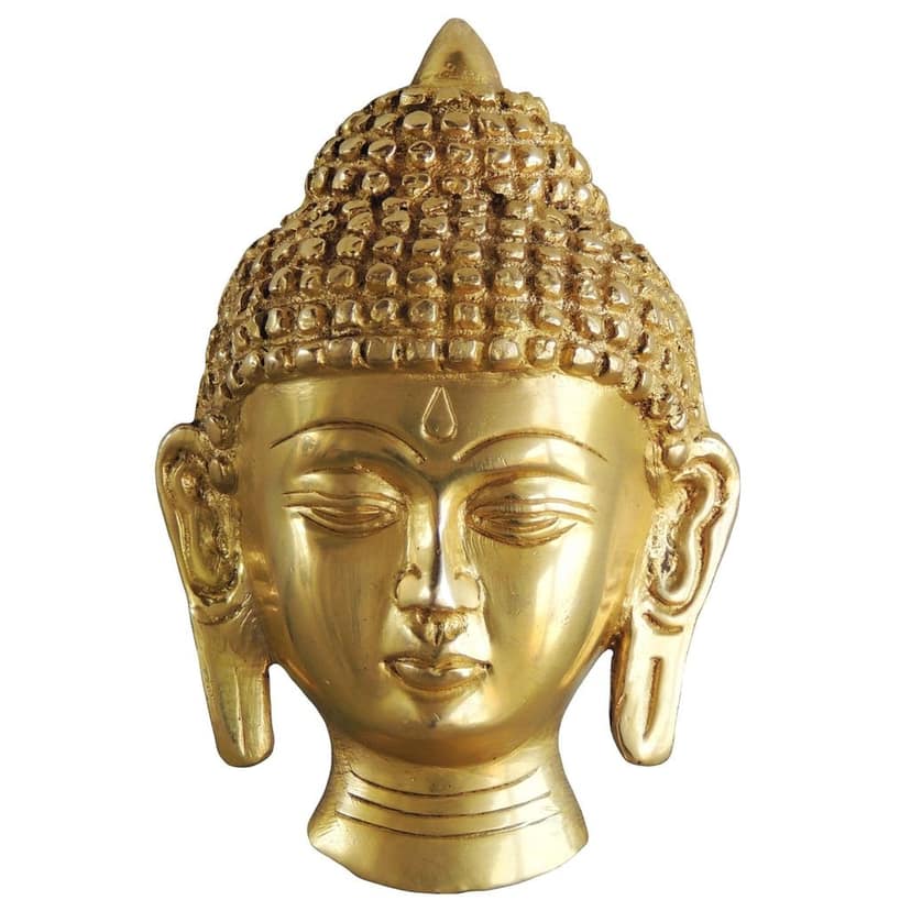 Brass Buddha Face Idol - Spiritual Home Decor Statue, Height : 4.5 Inch (BSMAS1031 B) view 2