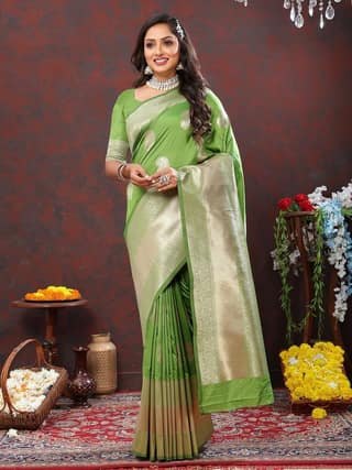 Parotgreen Soft Silk Woven Design Gold Zari Weaving Saree