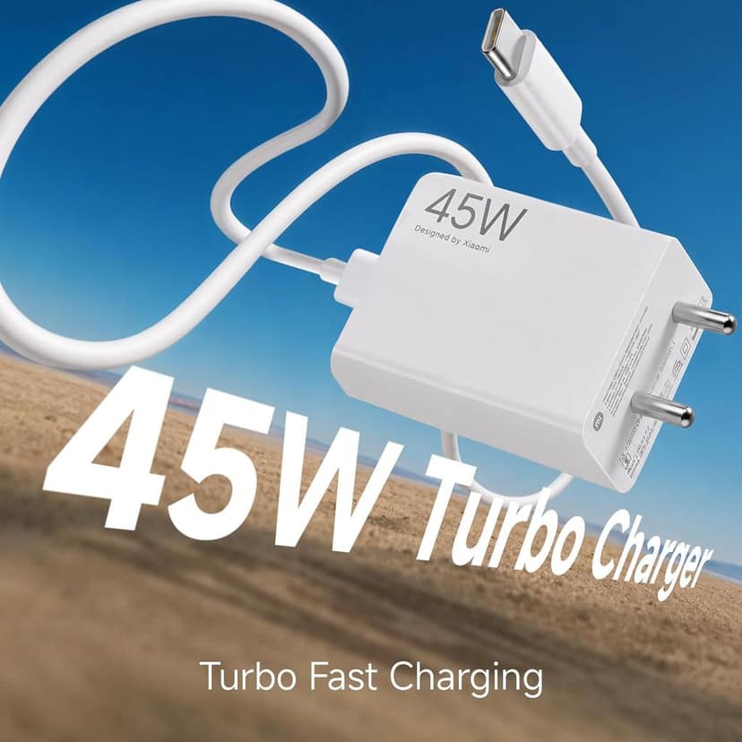 Mi Xiaomi Original 45W Turbo Fast Charger Combo/Rapid Charging with Qualcomm Quick Charge 3.0. Includes USB Type-C 3A Fast Charge Cable. Compatable with mobiles, laptops, and Power Banks (White) view 3