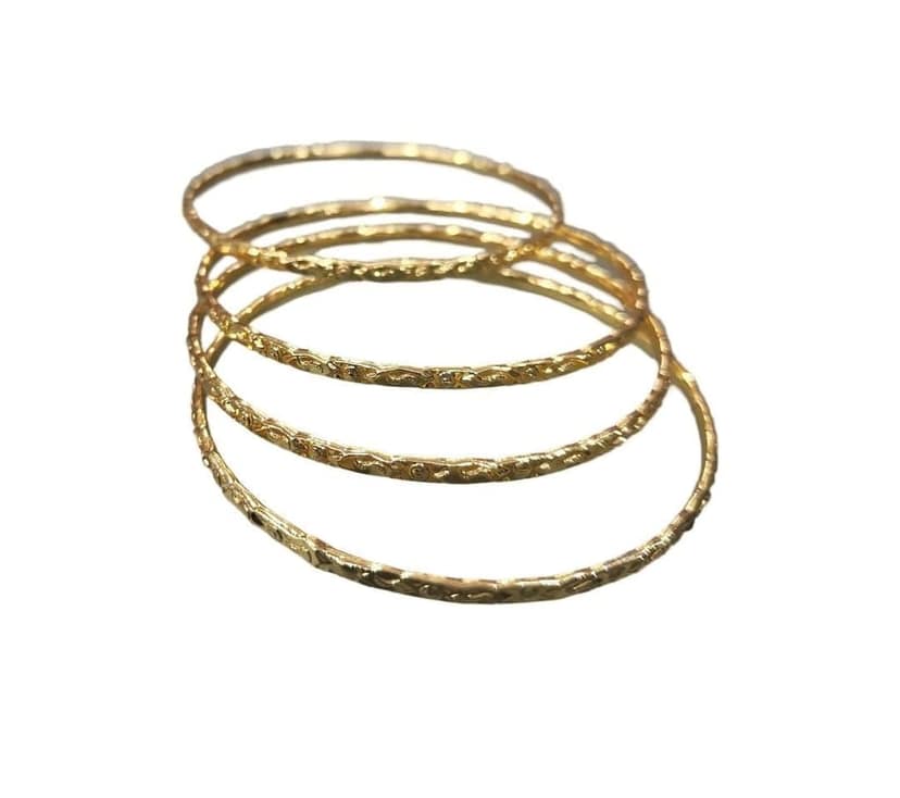 Gold Plated Textured Bangle Set of 4 view 2