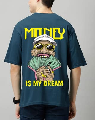 SCOTT FINCHER Men's "Money Is My Dream" Graphic Printed T-Shirt : AA(ARN)TBLUE_169