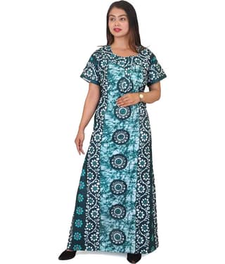Favnic Cotton Nighty & Night Gowns - Green