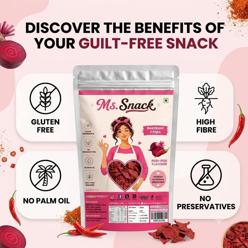Ms. Snack Peri-Peri Beetroot Chips - 50g view 2