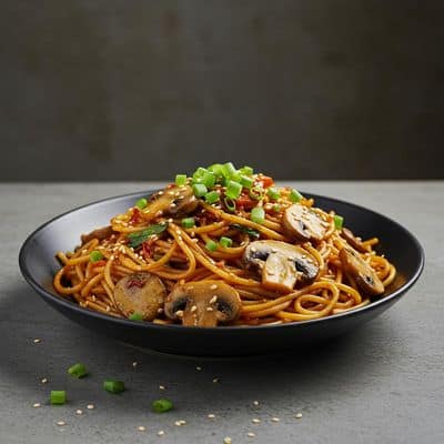 Schezwan Mushroom Noodles