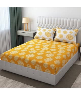 Apala Microfiber 1 Double King Bedsheet with 2 Pillow Covers ( Gold )