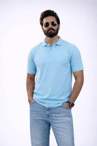 Ocean Blue Classic Polo Tees for Men