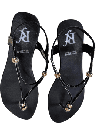 Black Beaded Strap Sandals