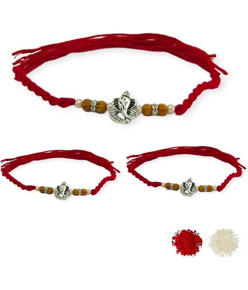 thriftkart Rakhi Set Multicolour 3 PICE GANESH RAKHI