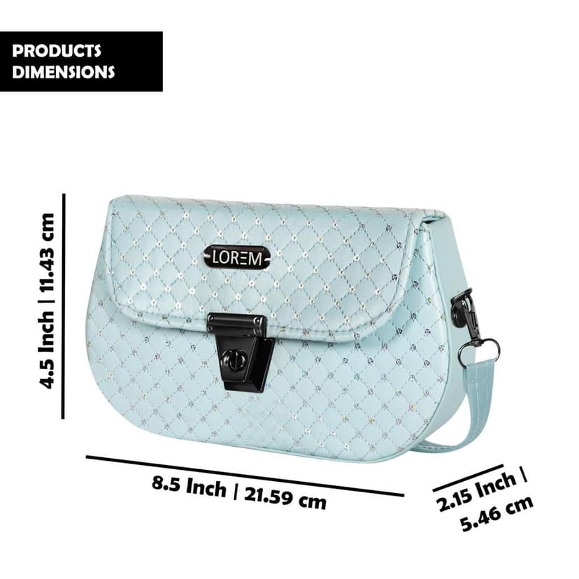LOREM Faux Leather Handbag for Women � Turnlock Closure, Adjustable Shoulder Strap, Stylish & Compact, 1.35L Capacity view 3