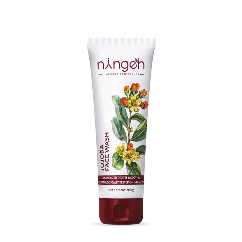 Ningen Jojoba Face Wash I Irritation Free, Paraben Free I Goodness of Lotus, Apricot, White Tea I Removes Dirt, Dead Cells, Unclogs Pores I 100g