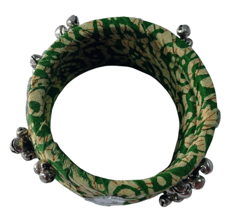 oxidized silver and green lac bangles view 3