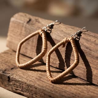 Artisan Geometric Natural Fiber Drop Earrings