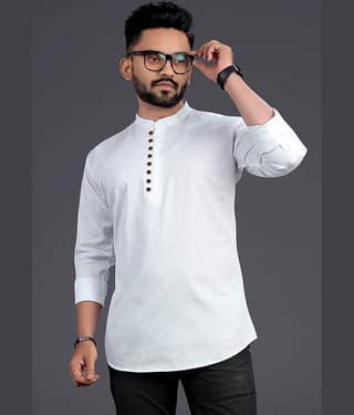 Nofilter Cotton Blend Plain Regular Kurta For Men ( White )