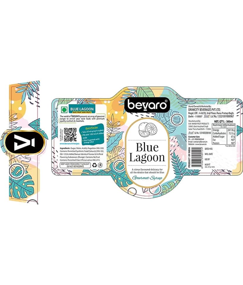 BEVARO Blue Lagoon syrup Cocktail Mix 600 mL view 2