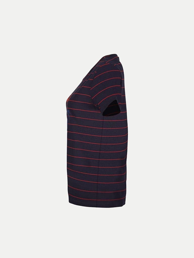 Women Navy Striped Printed T- Shirts view 3