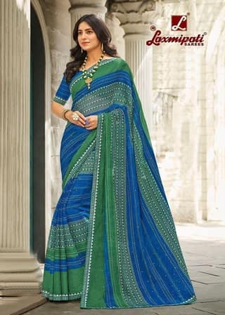 Multicolor Color Chiffon Printed Saree With Fancy Border And Fancy Blouse Piece