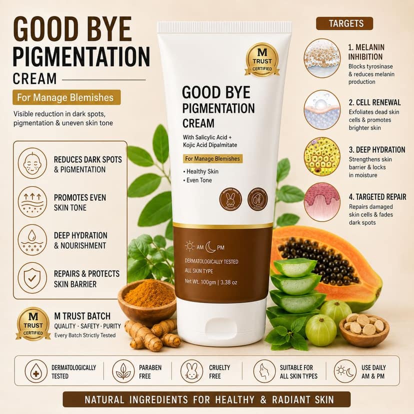 Elegantra Naturavives Dermatologically Tested Advanced Formula for Dark Spots, Hyperpigmentation, Melasma & Blemish-Free Skin - Goodbye Pigmentation Cream (100g) Pack of 1 view 6