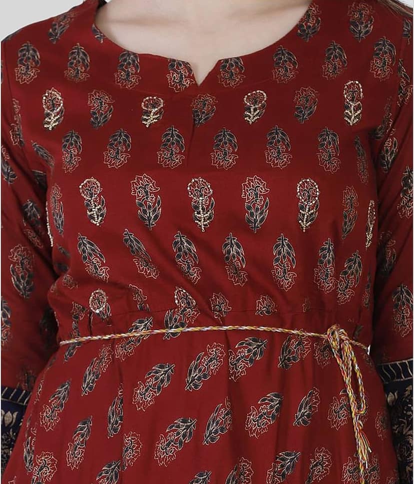 Mishree Collection - Maroon Rayon Women's Anarkali Kurti ( Pack of 1 ) view 2