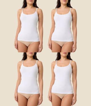 Inner Element Pack of 4 Camisole slips Cotton Camisoles ( White )