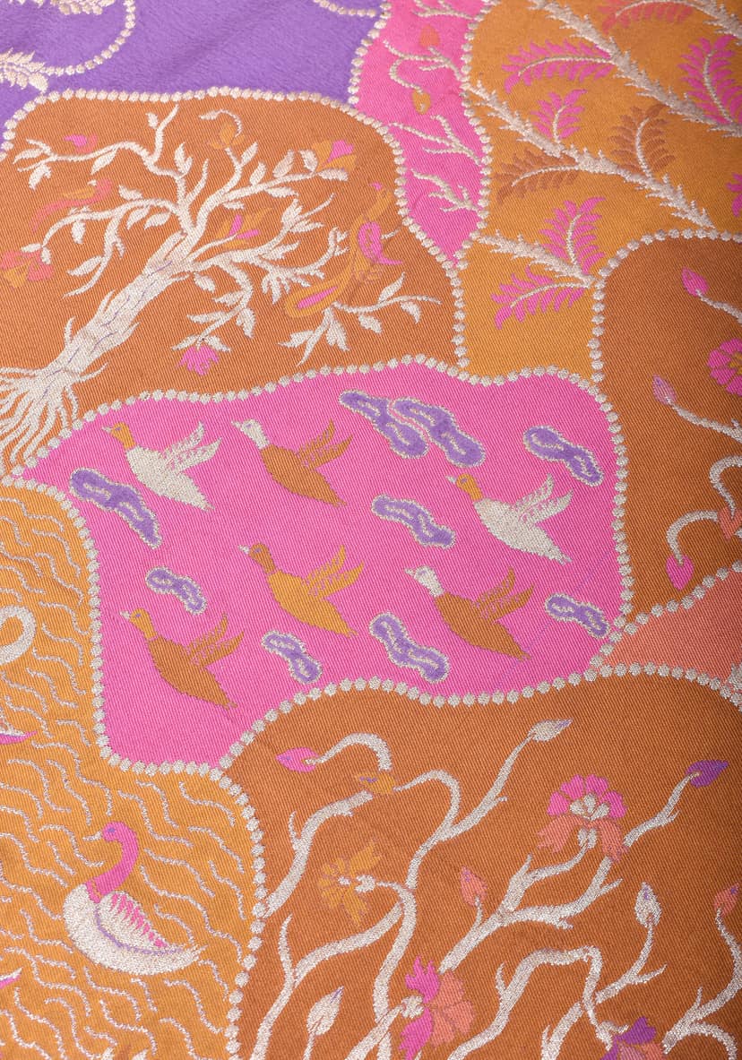 Lavender Exquisite Shikaargah on Pure Tussar Georgette Banarasi Saree | SILK MARK CERTIFIED view 6
