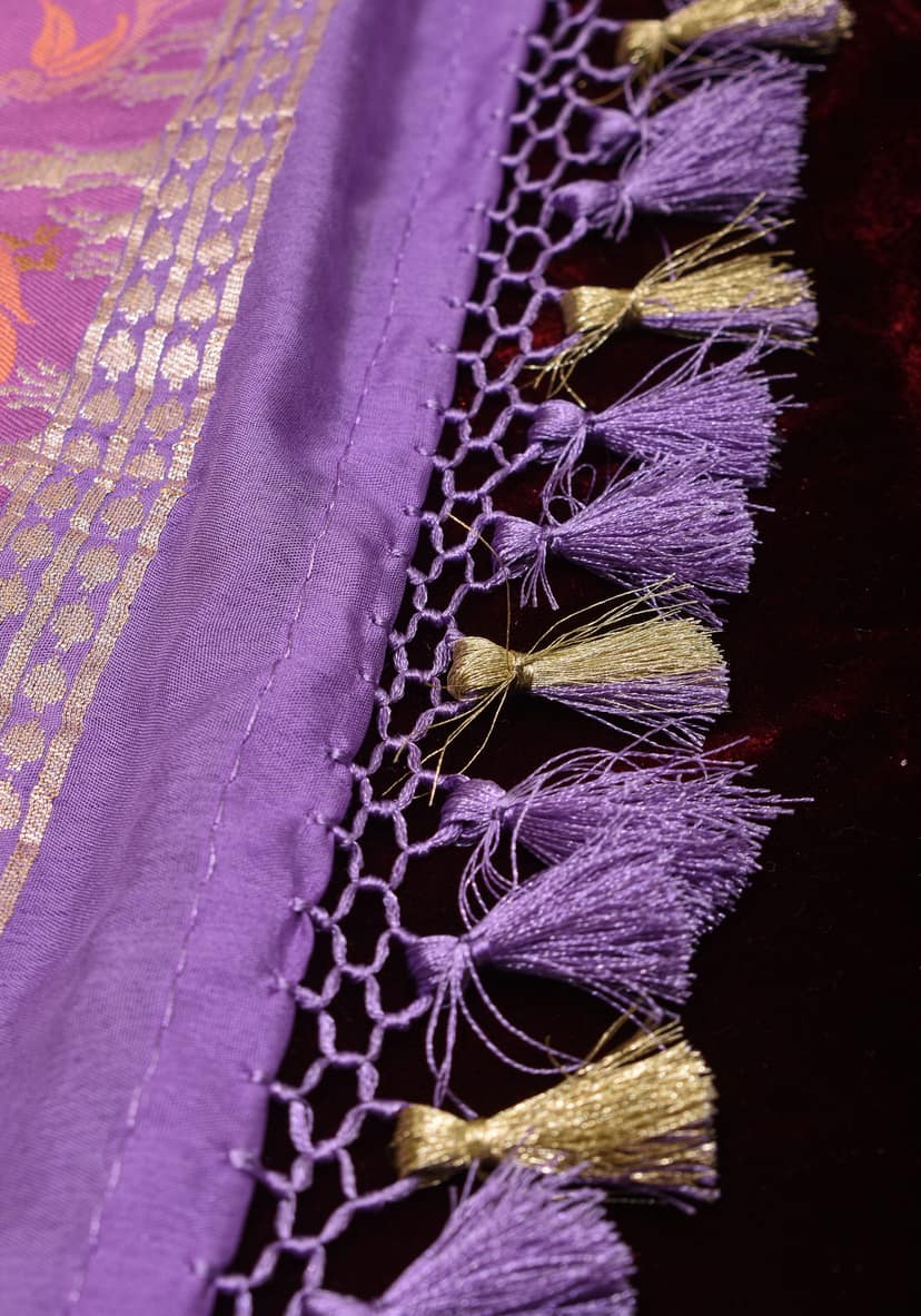 Lavender Exquisite Shikaargah on Pure Tussar Georgette Banarasi Saree | SILK MARK CERTIFIED view 7