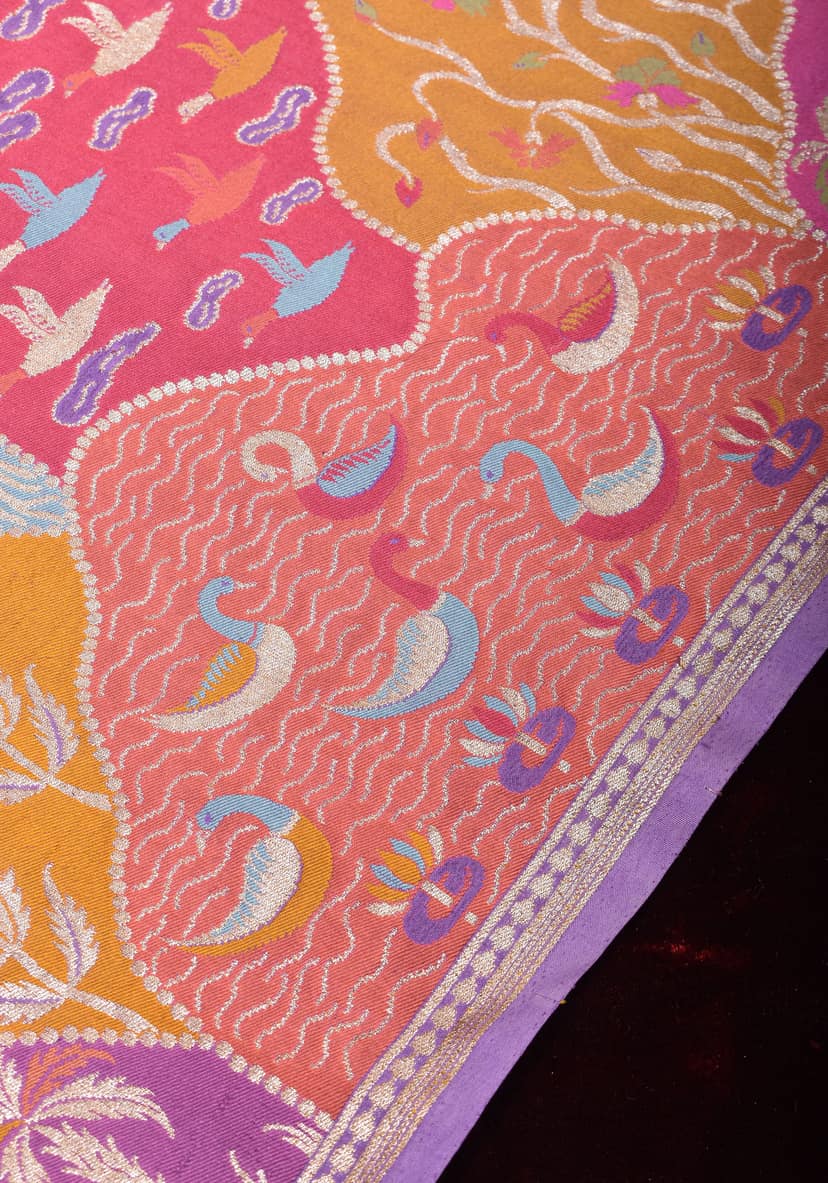 Lavender Exquisite Shikaargah on Pure Tussar Georgette Banarasi Saree | SILK MARK CERTIFIED view 8