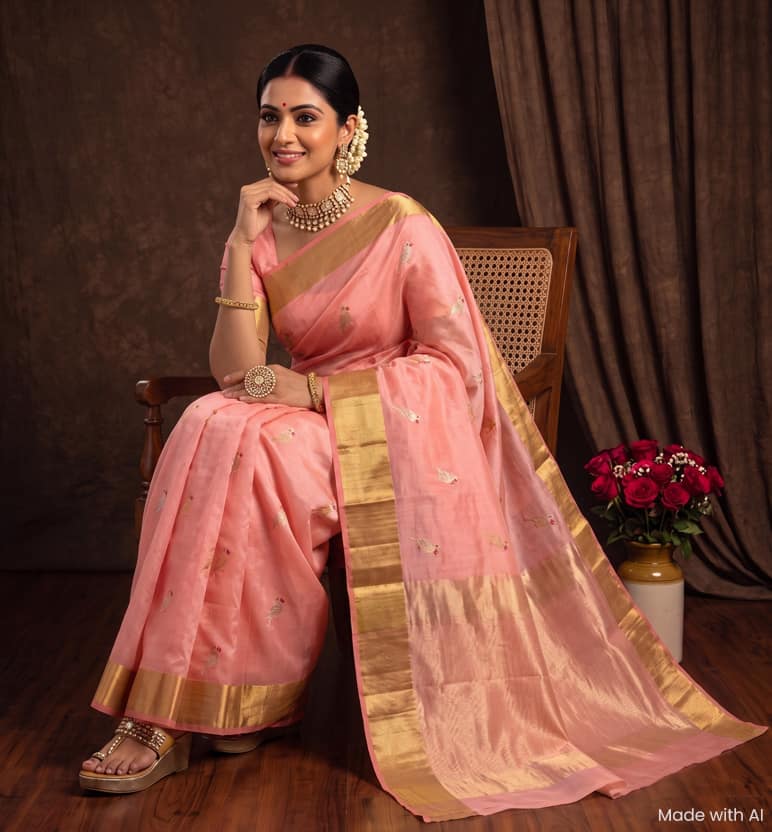 Handloom Chanderi Pattu Soft Silk Saree view 7