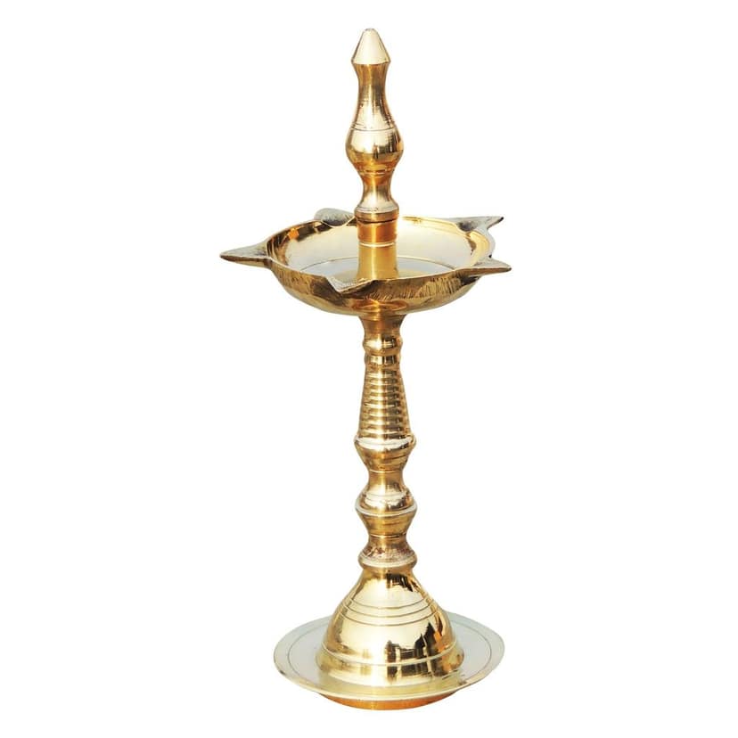 Brass Kerala Fancy Deepak, Oil Lamp No. 2 - Medium Brass Oil Lamp for Home, Height : 6.5 Inch (FMAS642 N) view 2