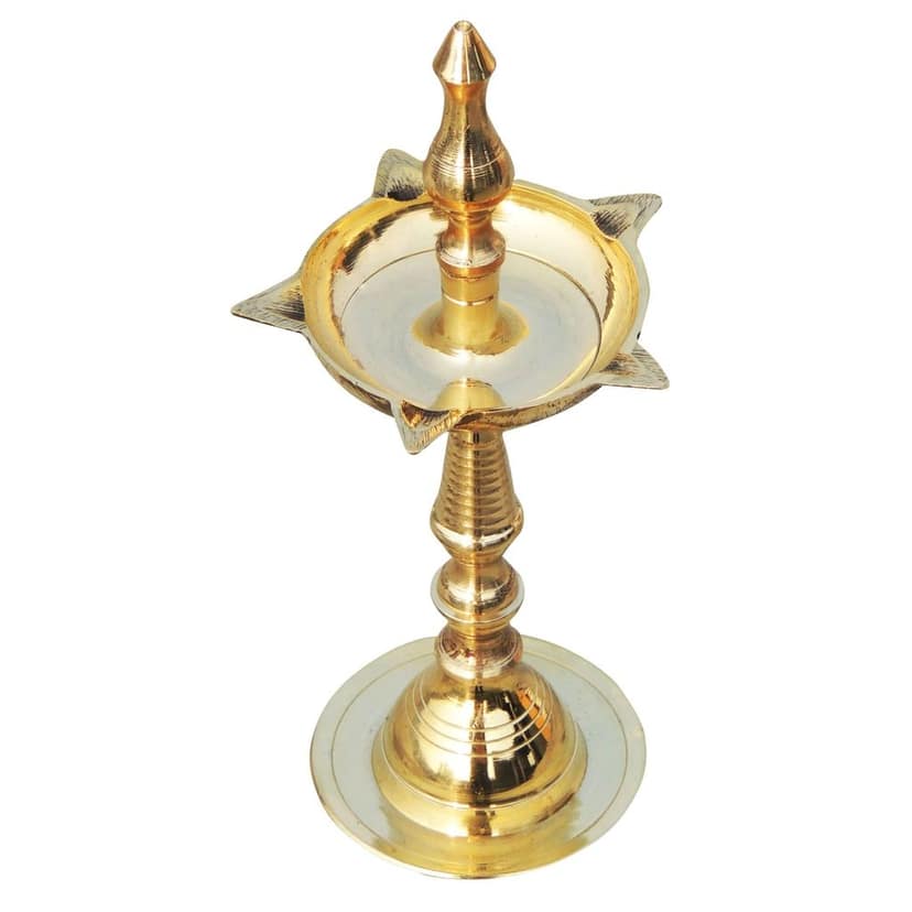 Brass Kerala Fancy Deepak, Oil Lamp No. 2 - Medium Brass Oil Lamp for Home, Height : 6.5 Inch (FMAS642 N) view 3