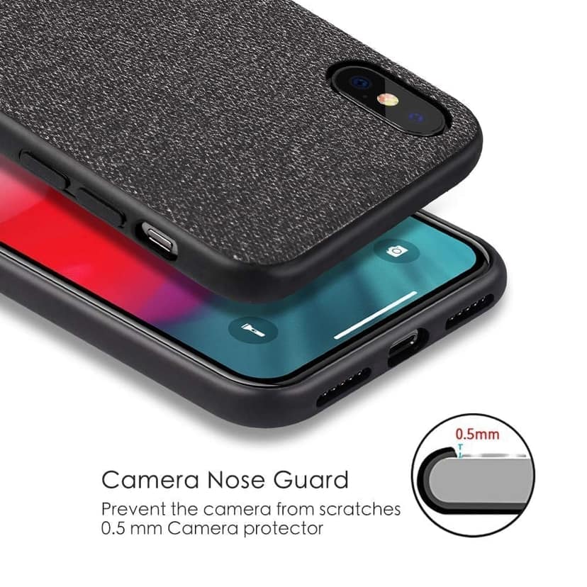 Memumi Official Series Hard Canvas Back Cover for Apple iPhone Xs Max Shockproof - Black (6.5") view 2