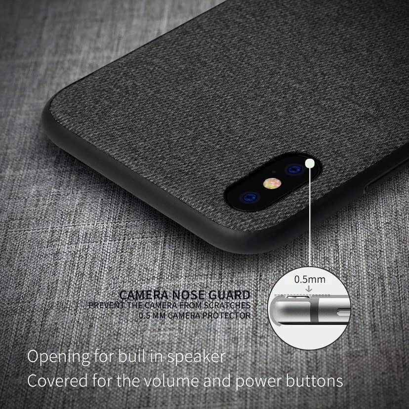Memumi Official Series Hard Canvas Back Cover for Apple iPhone Xs Max Shockproof - Black (6.5") view 3