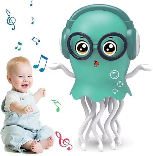 Dancing Jellyfish Toy with Music & LED Lights for Kids | 360° Rotating Bump-and-Go Interactive Toy with Smart Obstacle Sensor | Battery Operated Light-Up Jelly Fish Toy for Boys & Girls (Random Color, Battery Not Included) view 3