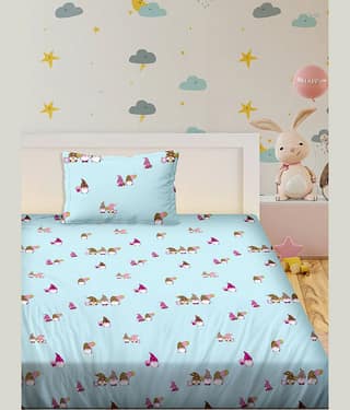 Bella Casa Cotton Single Bedsheet ( Blue )