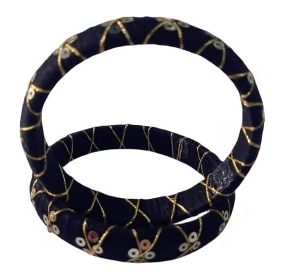 Black and gold silk thread bangles