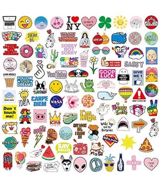 iDream Cute Girl Pink Fun Waterproof Vinyl Sticker for Laptop, Desk, Skateboard, Luggage, Guitar, Furniture, Toy, Scrapbook (Set of 100)