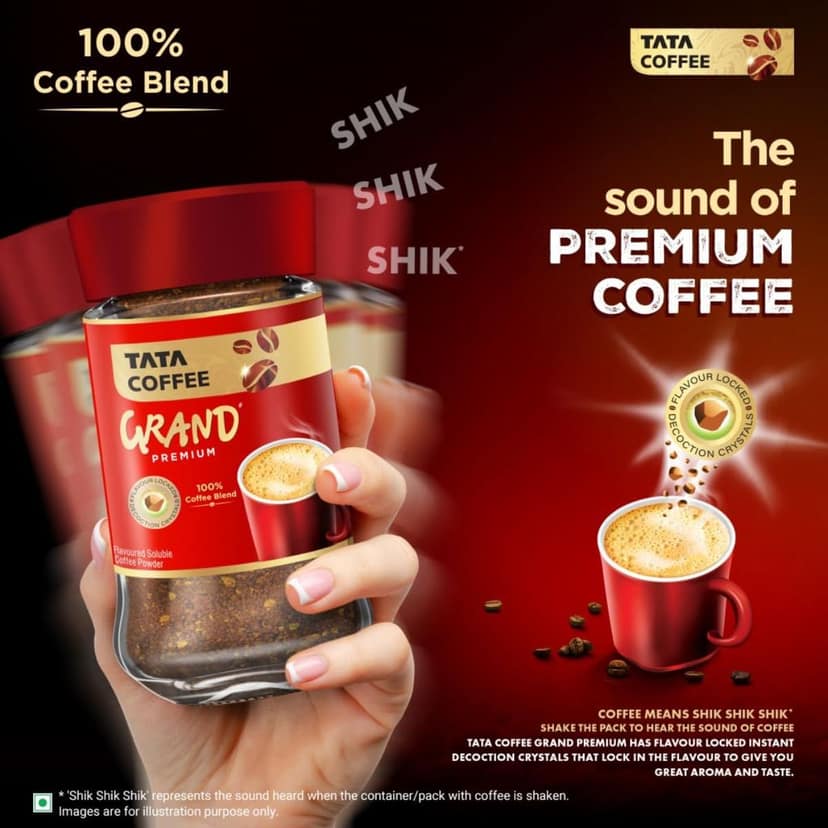 Tata Coffee Grand Premium Instant Coffee, 90g, Jar With Flavour Locked Decoction Crystals, Flavoured Soluble Coffee Powder, Rich Aroma & Great Taste view 5