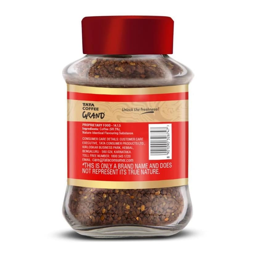 Tata Coffee Grand Premium Instant Coffee, 90g, Jar With Flavour Locked Decoction Crystals, Flavoured Soluble Coffee Powder, Rich Aroma & Great Taste view 7
