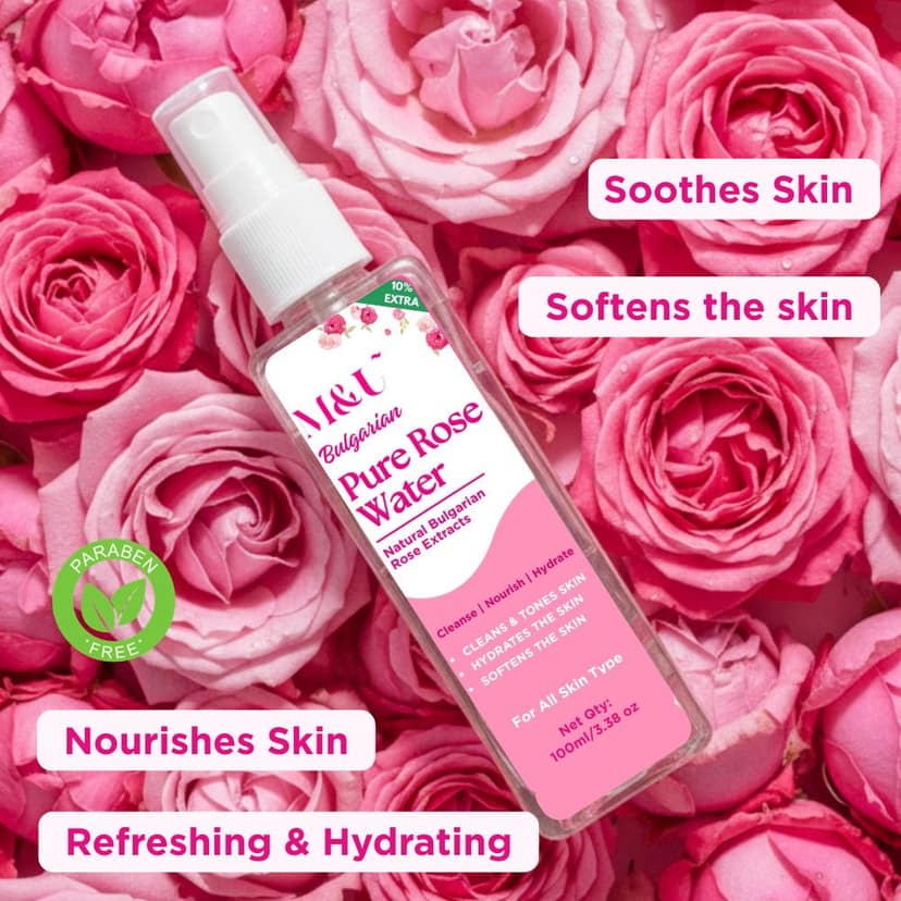 Bulgarian Rose Water Face Mist & Toner For Calm & Soft Skin - 100ml view 2