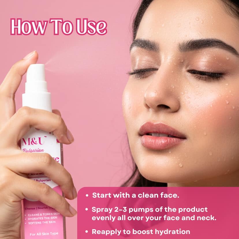 Bulgarian Rose Water Face Mist & Toner For Calm & Soft Skin - 100ml view 3