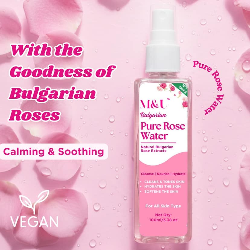 Bulgarian Rose Water Face Mist & Toner For Calm & Soft Skin - 100ml view 4