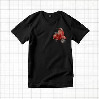 Trishoolin Vintage Red Scooter Theme T-Shirt | Design 20146MB | Cotton Regular Fit | Crew Neck / Round Neck Half Sleeve | Pack of 1